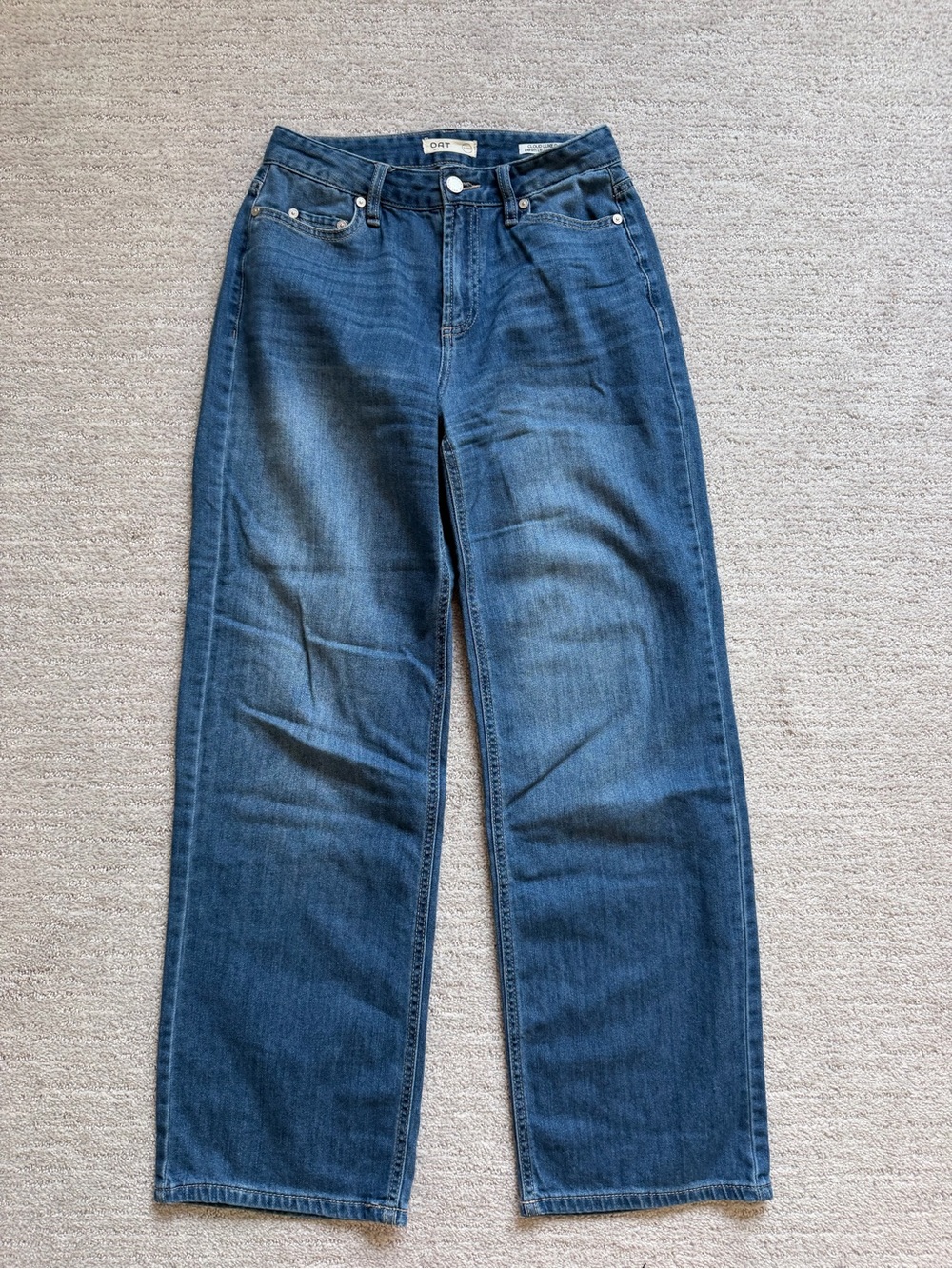 Oat New York Wide-Leg Cloud Luxe Denim Jeans in Dark Blue Wash Ladies Size 0/25